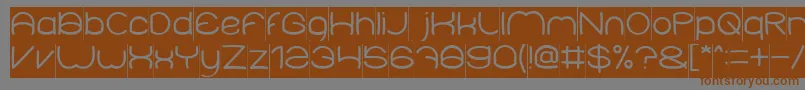 フォントElementaryInverse – 茶色の文字が灰色の背景にあります。