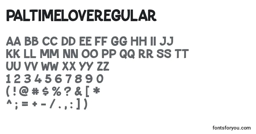 Schriftart PaltimeloveRegular – Alphabet, Zahlen, spezielle Symbole