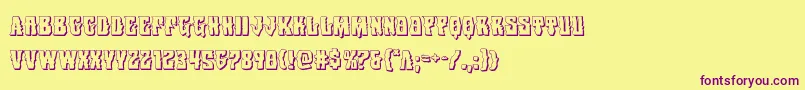 Warlocksale3D-Schriftart – Violette Schriften auf gelbem Hintergrund