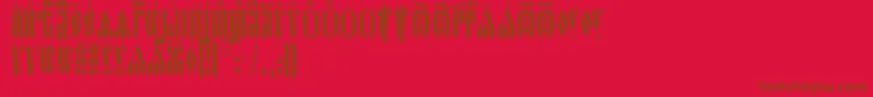 OglavieUcs-Schriftart – Braune Schriften auf rotem Hintergrund