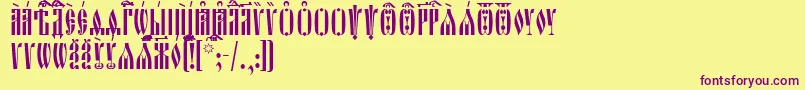 OglavieUcs Font – Purple Fonts on Yellow Background
