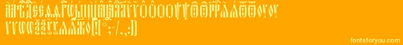 OglavieUcs-Schriftart – Gelbe Schriften auf orangefarbenem Hintergrund