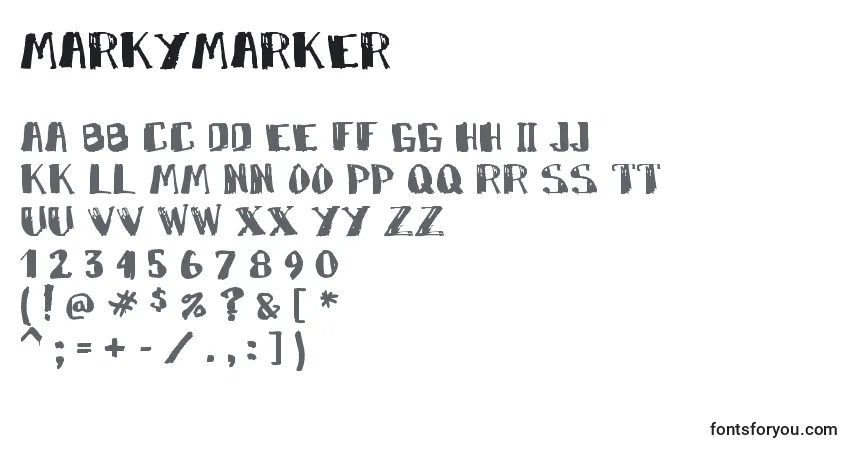 Czcionka Markymarker – alfabet, cyfry, specjalne znaki