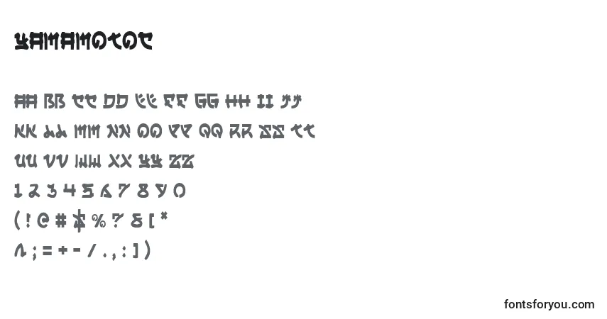 Schriftart Yamamotoc – Alphabet, Zahlen, spezielle Symbole