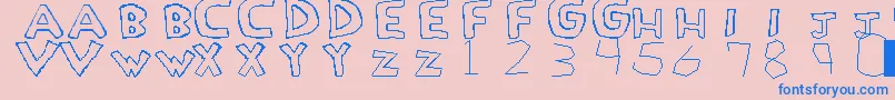 LoveDrug-Schriftart – Blaue Schriften auf rosa Hintergrund