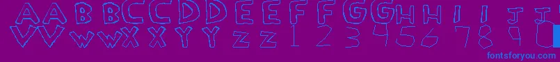 フォントLoveDrug – 紫色の背景に青い文字