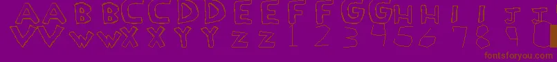 フォントLoveDrug – 紫色の背景に茶色のフォント