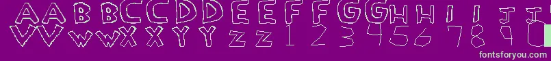 フォントLoveDrug – 紫の背景に緑のフォント