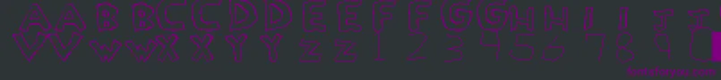 LoveDrug-fontti – violetit fontit mustalla taustalla