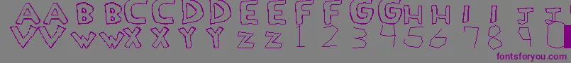 LoveDrug-fontti – violetit fontit harmaalla taustalla