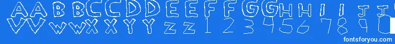 フォントLoveDrug – 青い背景に白い文字