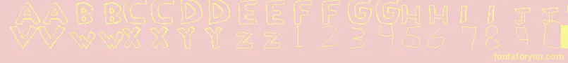 LoveDrug-fontti – keltaiset fontit vaaleanpunaisella taustalla