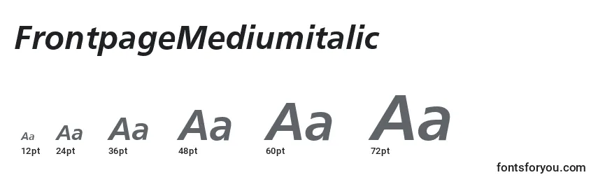 Размеры шрифта FrontpageMediumitalic
