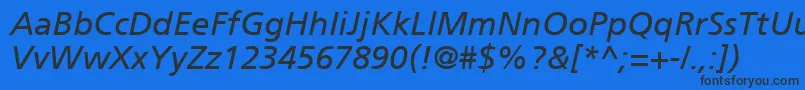 ForeignerItalic-Schriftart – Schwarze Schriften auf blauem Hintergrund