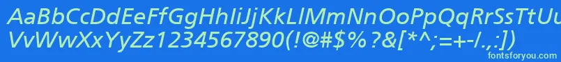 Шрифт ForeignerItalic – зелёные шрифты на синем фоне