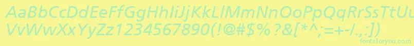 ForeignerItalic Font – Green Fonts on Yellow Background