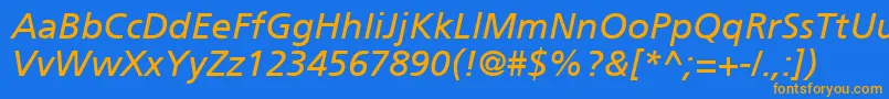 Fonte ForeignerItalic – fontes laranjas em um fundo azul