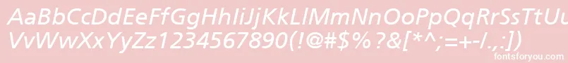 Fonte ForeignerItalic – fontes brancas em um fundo rosa