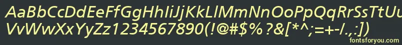 フォントForeignerItalic – 黒い背景に黄色の文字