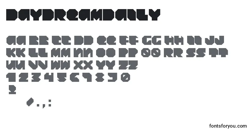 A fonte DaydreamDaily – alfabeto, números, caracteres especiais
