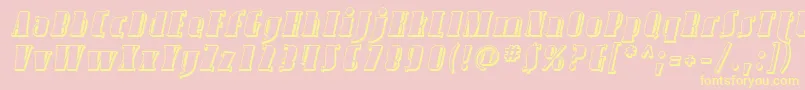 AvondaleShadedItalic-Schriftart – Gelbe Schriften auf rosa Hintergrund