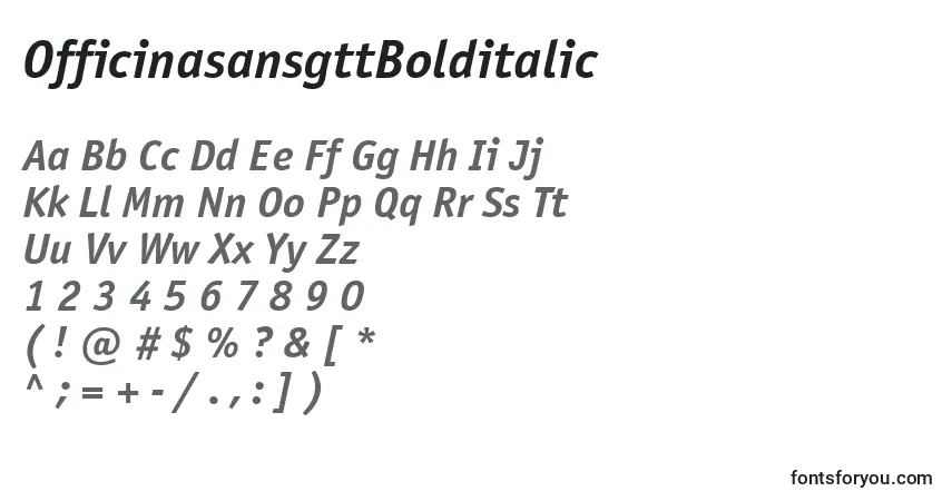 Шрифт OfficinasansgttBolditalic – алфавит, цифры, специальные символы