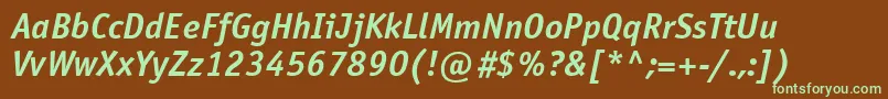 Czcionka OfficinasansgttBolditalic – zielone czcionki na brązowym tle