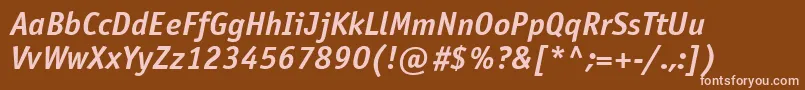 Czcionka OfficinasansgttBolditalic – różowe czcionki na brązowym tle
