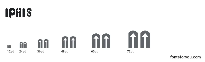 Размеры шрифта Iphis