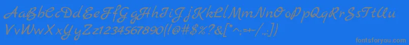 MarckscriptRegular-Schriftart – Graue Schriften auf blauem Hintergrund