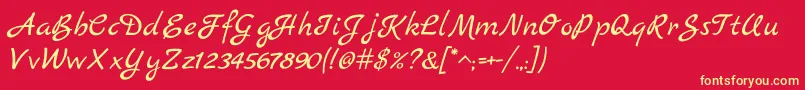 フォントMarckscriptRegular – 黄色の文字、赤い背景