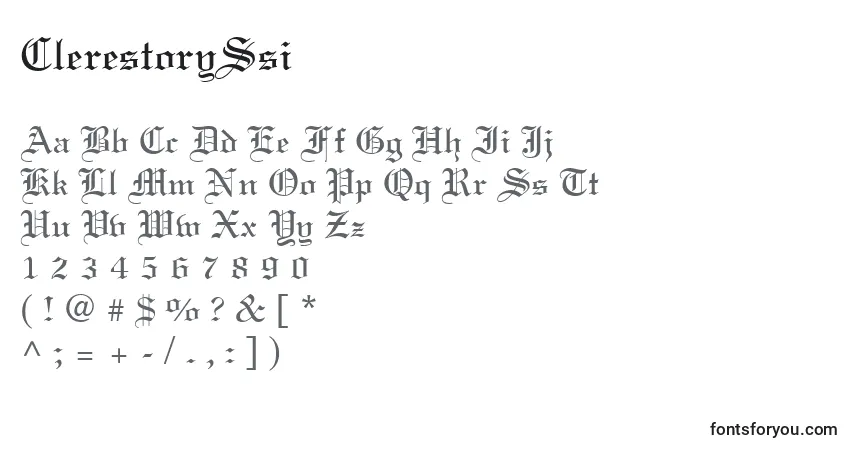 Шрифт ClerestorySsi – алфавит, цифры, специальные символы