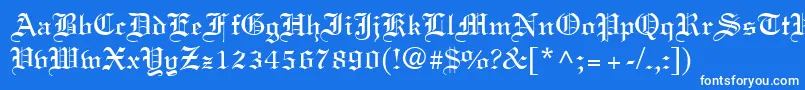 ClerestorySsi-Schriftart – Weiße Schriften auf blauem Hintergrund