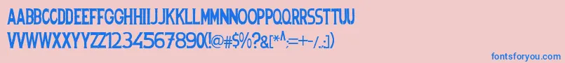フォントSpanishstencil – ピンクの背景に青い文字
