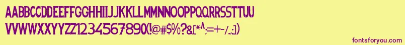 Spanishstencil Font – Purple Fonts on Yellow Background