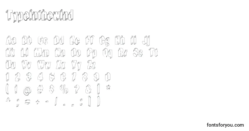 Schriftart Typeinthewind – Alphabet, Zahlen, spezielle Symbole
