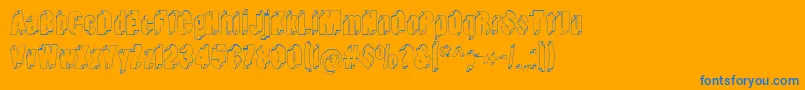 Typeinthewind-Schriftart – Blaue Schriften auf orangefarbenem Hintergrund