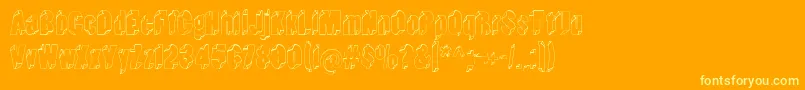 Typeinthewind-Schriftart – Gelbe Schriften auf orangefarbenem Hintergrund