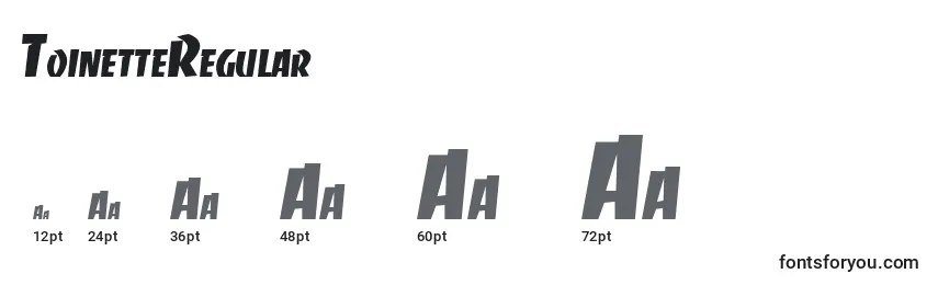 ToinetteRegular Font Sizes