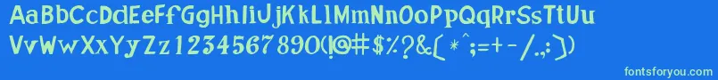 JoseDeOliveira Font – Green Fonts on Blue Background
