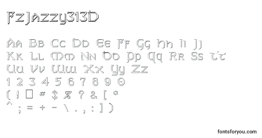 Шрифт FzJazzy313D – алфавит, цифры, специальные символы