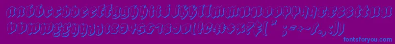 Biergartenris-Schriftart – Blaue Schriften auf violettem Hintergrund