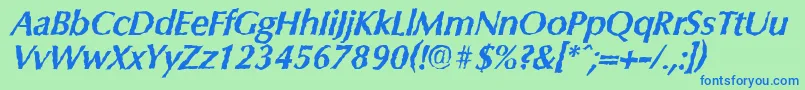 ColumbiarandomBolditalic Font – Blue Fonts on Green Background