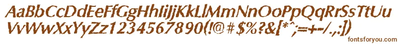 ColumbiarandomBolditalic-Schriftart – Braune Schriften auf weißem Hintergrund