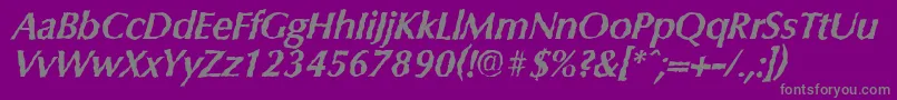 ColumbiarandomBolditalic-fontti – harmaat kirjasimet violetilla taustalla