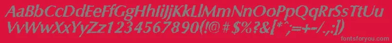 フォントColumbiarandomBolditalic – 赤い背景に灰色の文字