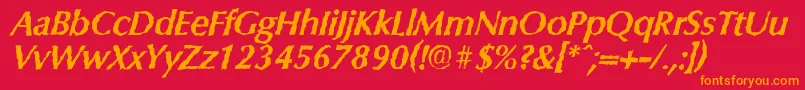 フォントColumbiarandomBolditalic – 赤い背景にオレンジの文字