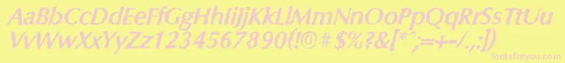 ColumbiarandomBolditalic-fontti – vaaleanpunaiset fontit keltaisella taustalla
