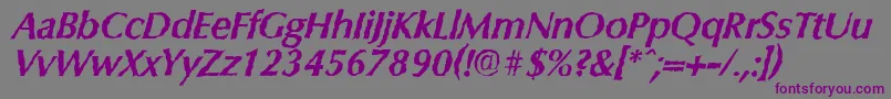 Czcionka ColumbiarandomBolditalic – fioletowe czcionki na szarym tle