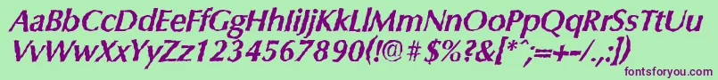 Шрифт ColumbiarandomBolditalic – фиолетовые шрифты на зелёном фоне